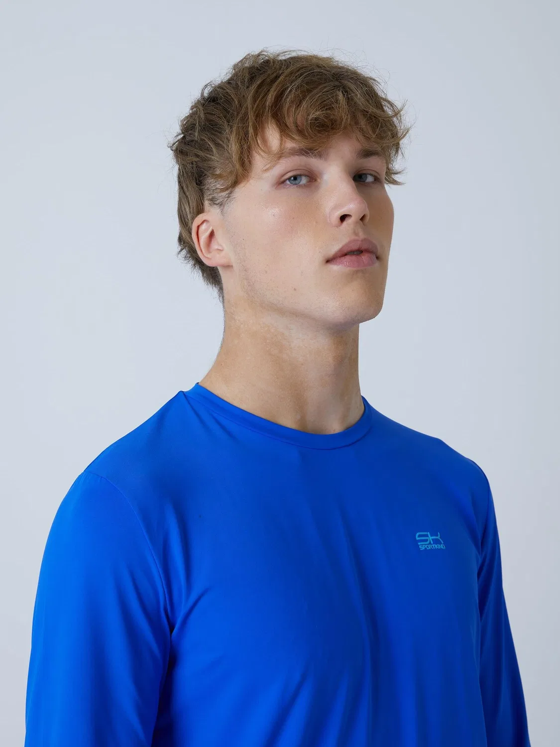 Спортивная футболка Sportkind Performance Shirt с круглым вырезом и длинными рукавами, цвет кобальтово-синий — фото 3