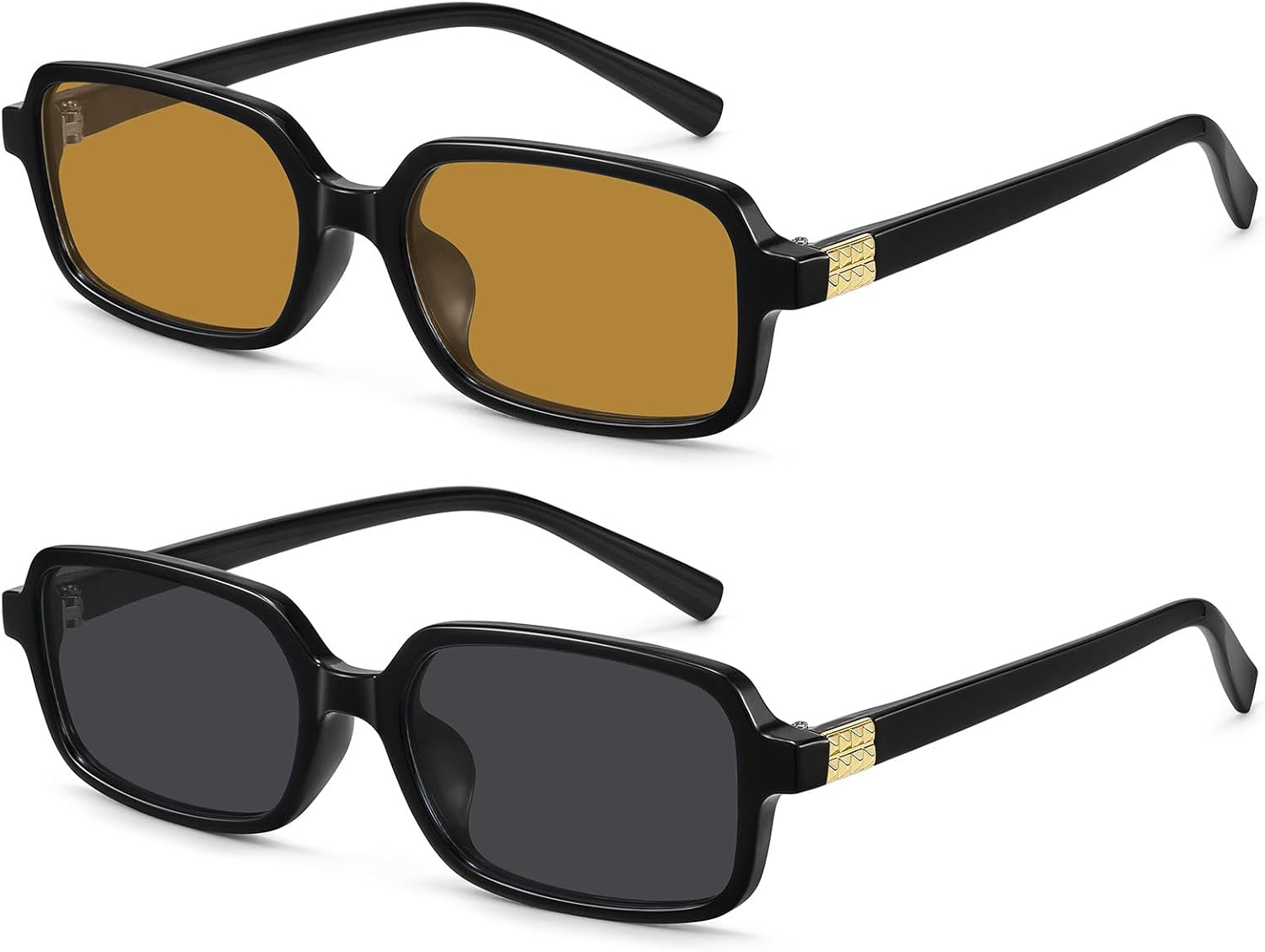 

Солнцезащитные очки MEETSUN ретро прямоугольной формы для женщин, модные винтажные очки 90-х годов, маленькие квадратные, с защитой от УФ-излучения, 2pack-black/Gray+black/Brown