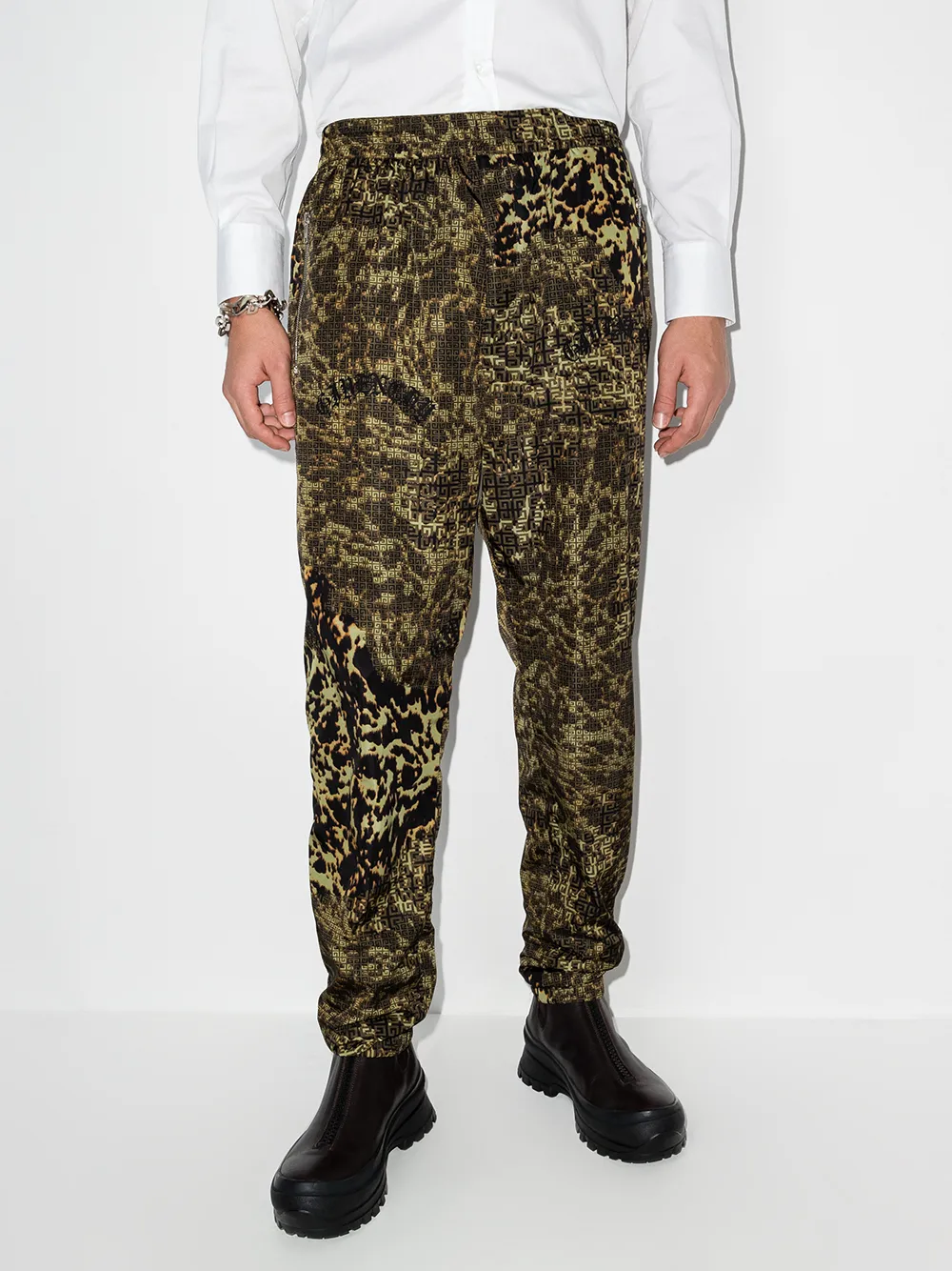 Спортивные брюки с анималистичным принтом и логотипом 4G Givenchy, коричневый — фото 2