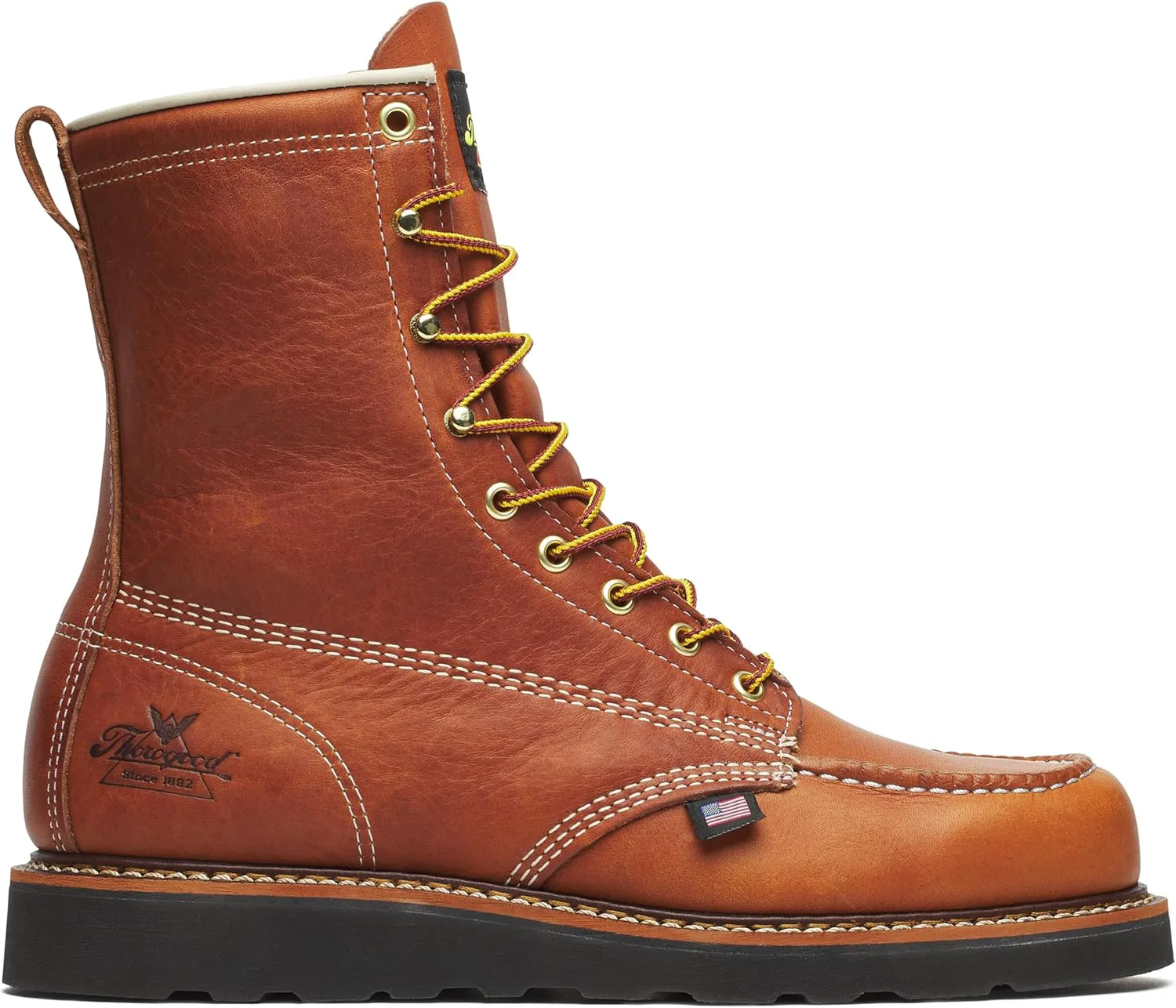 Рабочие ботинки Thorogood American Heritage 8" с металлическим носком, полностью из натуральной кожи, с клиновидной подошвой и стелькой с амортизацией — фото 3
