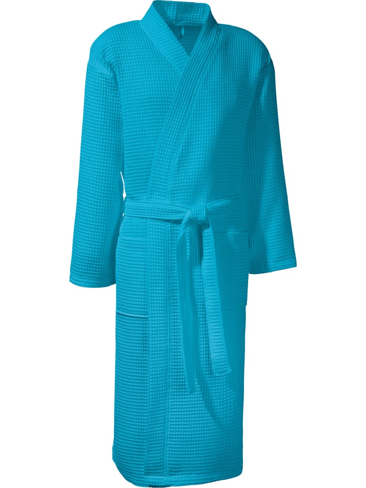 

Erwin Müller Длинный банный халат унисекс из пике Hohenfels бирюзового цвета