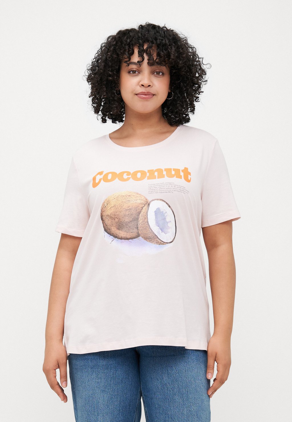 

Футболка с принтом CARJAX LIFE O NECK BOXY TEE ONLY Carmakoma, розовый