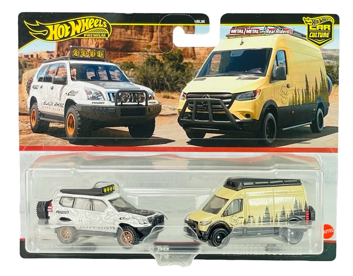 

Hot Wheels Premium Mercedes-Benz Sprinter + '05 Toyota Land Cruiser Hrr76