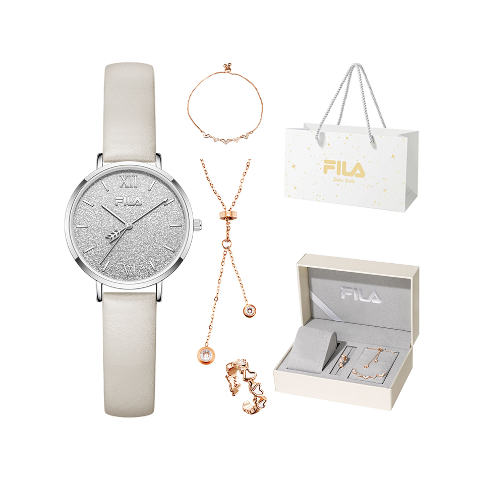 

FILA Часы Cupid's Arrow Baby's Breath Wrist Watch Quartz Movement Stainless Steel Strap Rose Gold Watch Dial Women's Watch, [Elegant Silver Beige]6559-103