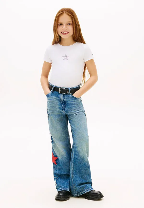Футболка очень узкого кроя с принтом флага со звездами. Tommy Hilfiger, White — фото 2