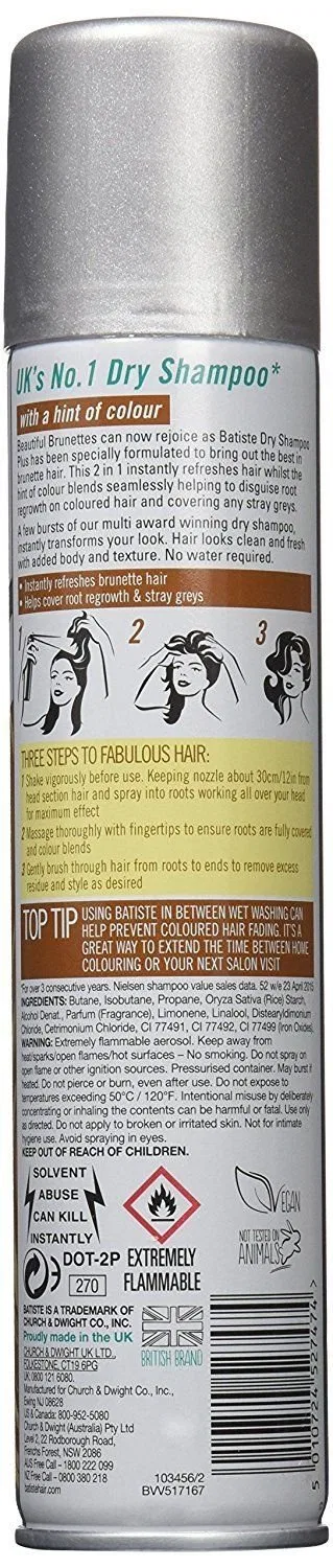 Сухой шампунь Batiste Beautiful Brunette с оттенком для брюнеток, 2 x 200 мл Batiste — фото 2