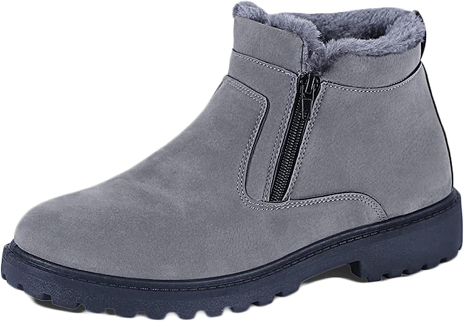 

Мужские зимние ботинки Yiozoi до щиколотки, утепленные бархатом, короткие снежные ботинки, повседневные удобные высокие ботинки на молнии для ходьбы, серый