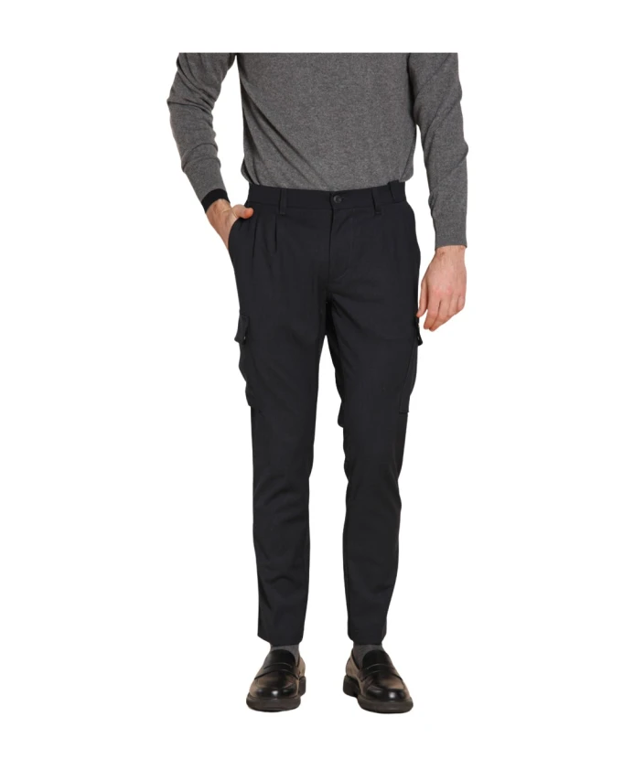 

Шерстяные брюки-карго, стандартный крой, темно-синие. Mason'S, синий