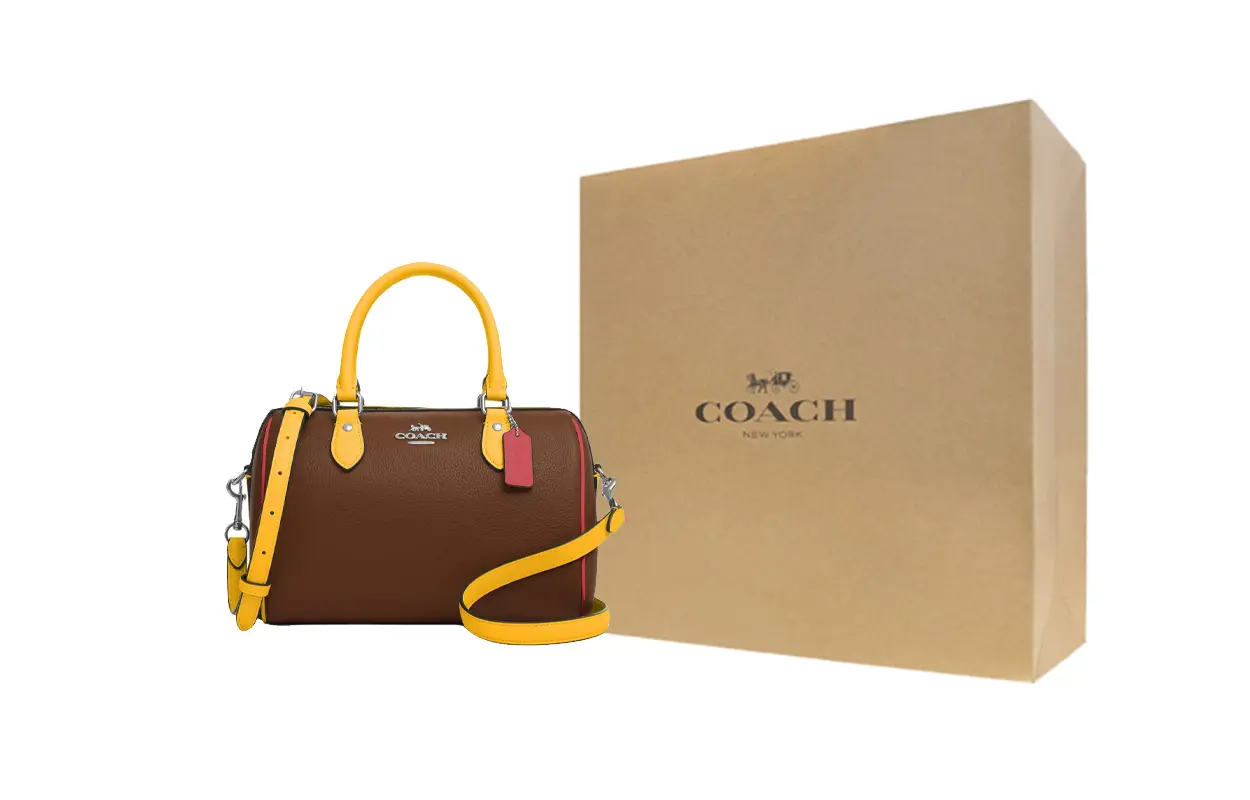 

COACH Сумка кросс-боди Rowan Litchi Grain Leather средний размер женская седло Multicolor, Желтый, COACH Сумка кросс-боди Rowan Litchi Grain Leather средний размер женская седло Multicolor