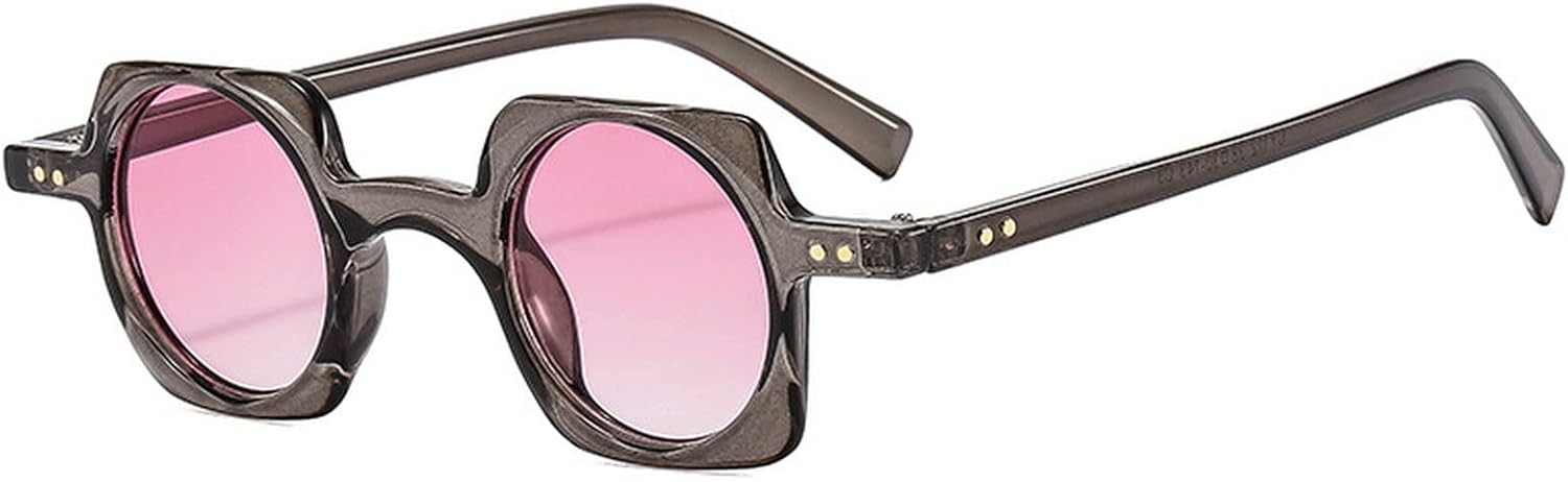 

Laureles Модные маленькие квадратные солнцезащитные очки для женщин в стиле ретро-панк, круглые с градиентом, мужские солнцезащитные очки с заклепками, овальные солнцезащитные очки, Grey/Pink