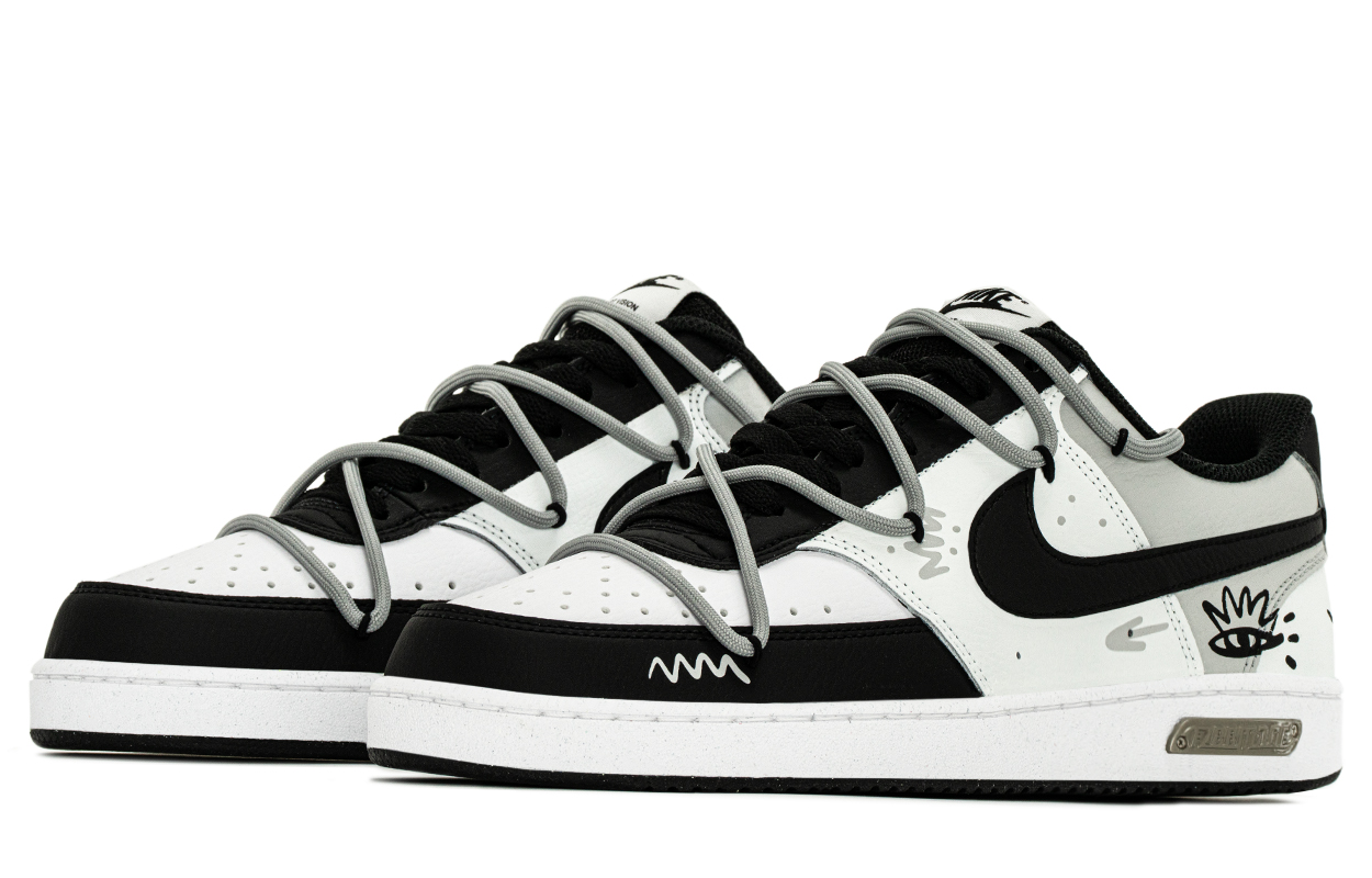 Nike Court Vision Unrestrained Graffiti, Special Box, Panda Lightweight низкие кроссовки для скейтбординга мужские Black White — фото 4