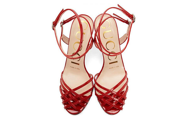 Кроссовки draconia patent strappy sandals 39 'red' Gucci, красный — фото 2