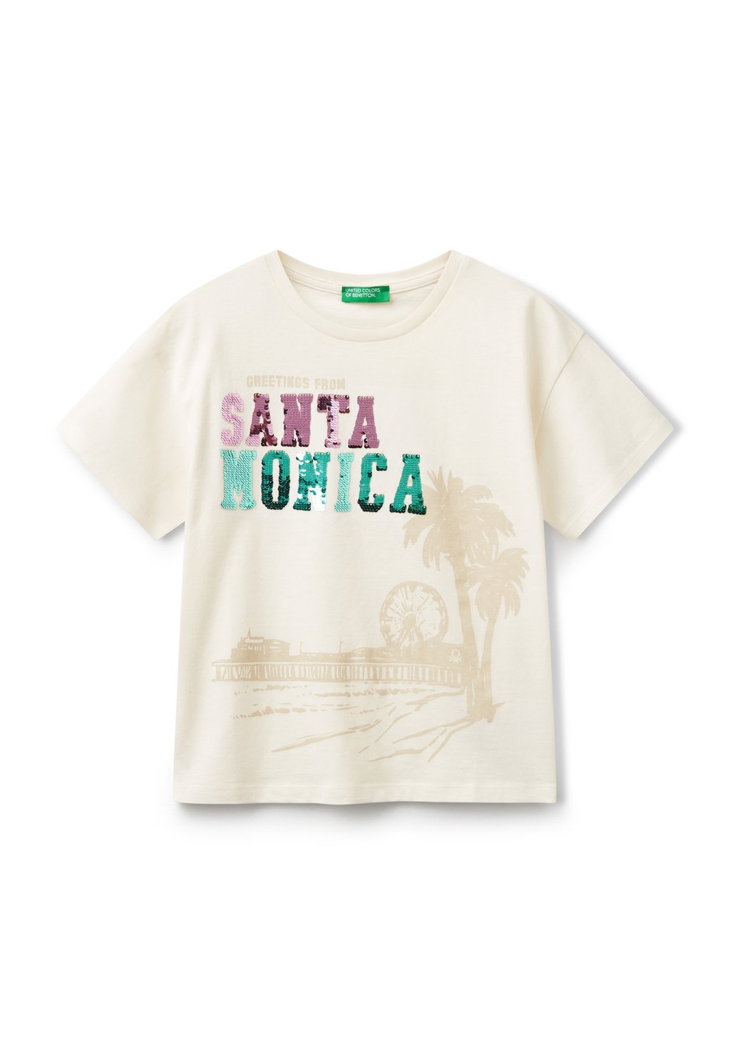 

Футболка с принтом United Colors of Benetton, слоновая кость