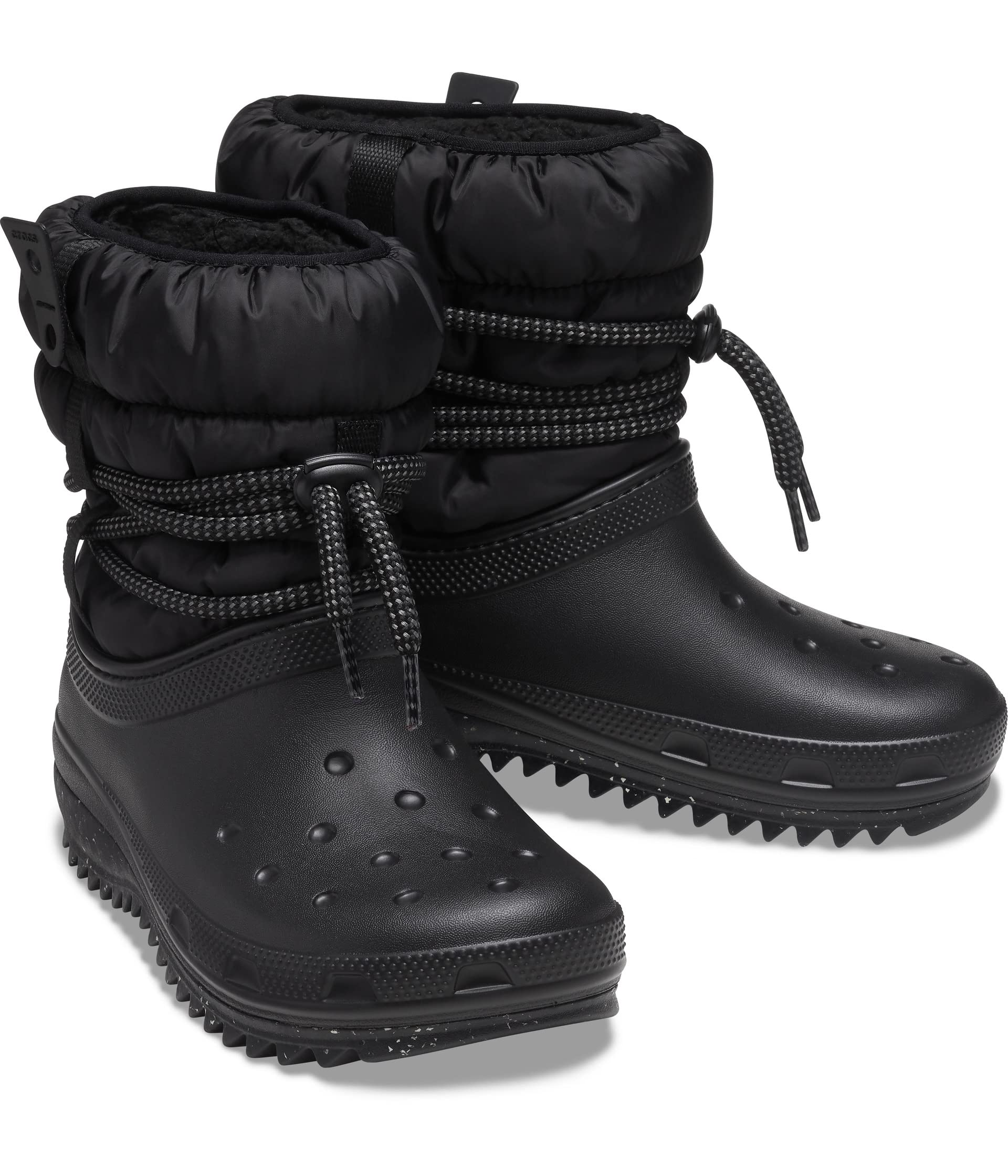 Женские полусапоги Crocs Classic Neo стеганые комбинированные, черный