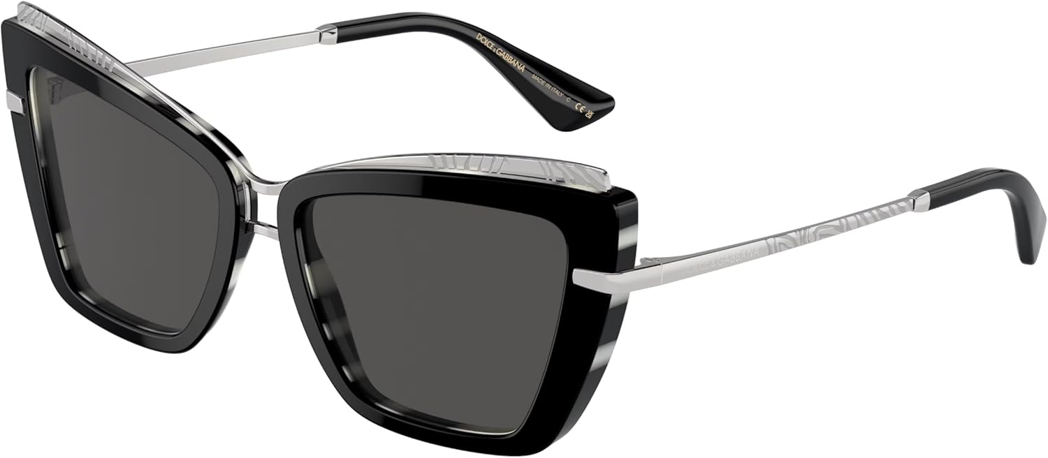 

Солнцезащитные очки Dolce and Gabbana DG4472 337287 54MM, черные с зебровым рисунком/темно-серые «кошачий глаз», для женщин + КОМПЛЕКТ с аксессуарами для очков Dolce&Gabbana