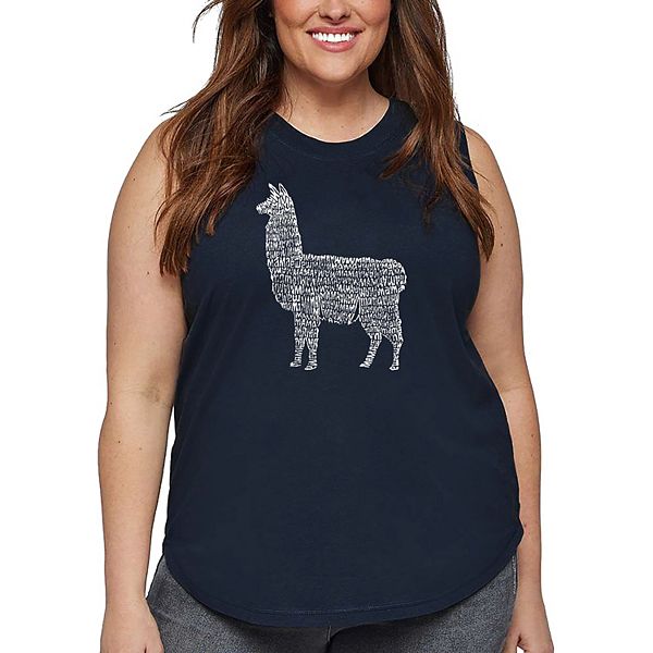 

Футболка с принтом для женщин plus size - llama mama La Pop Art, Navy, Синий, Футболка с принтом для женщин plus size - llama mama La Pop Art, Navy
