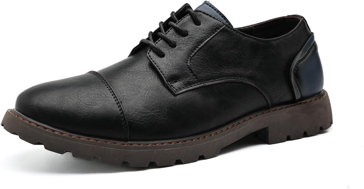 

Мужские кожаные оксфорды Santimon, классические шнурованные повседневные деловые туфли дерби, черный