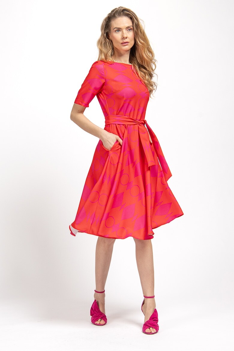 

Вырезанное платье с выкройкой и поясом Couture De Marie, красный