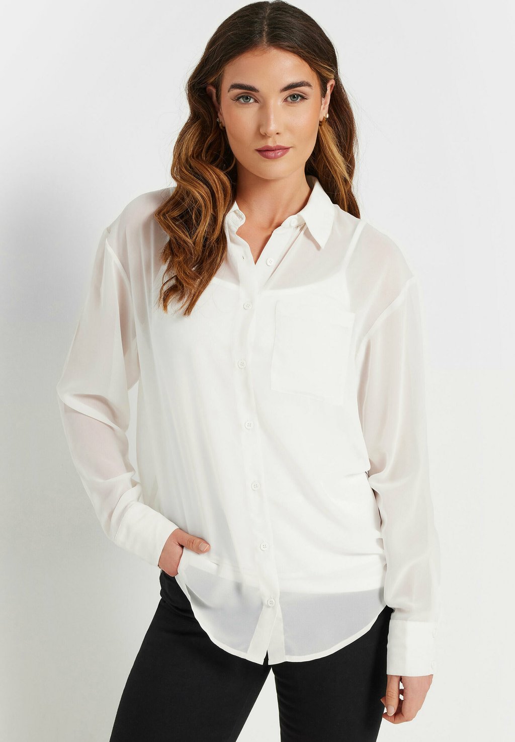

Блузка на пуговицах SHEER LONG SLEEVE Long Tall Sally, белый