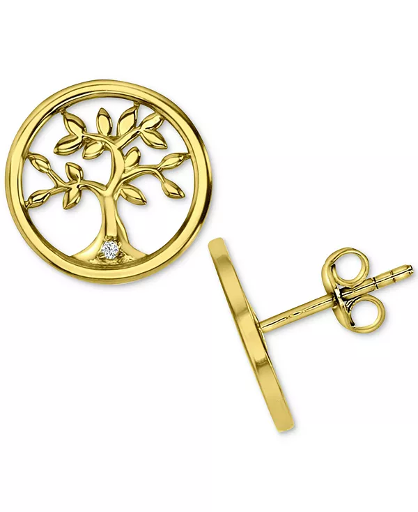 

Серьги-Гвоздики с ажурными дисками из кубического циркония в форме дерева из стерлингового серебра с покрытием из 14-каратного золота Macy'S, gold