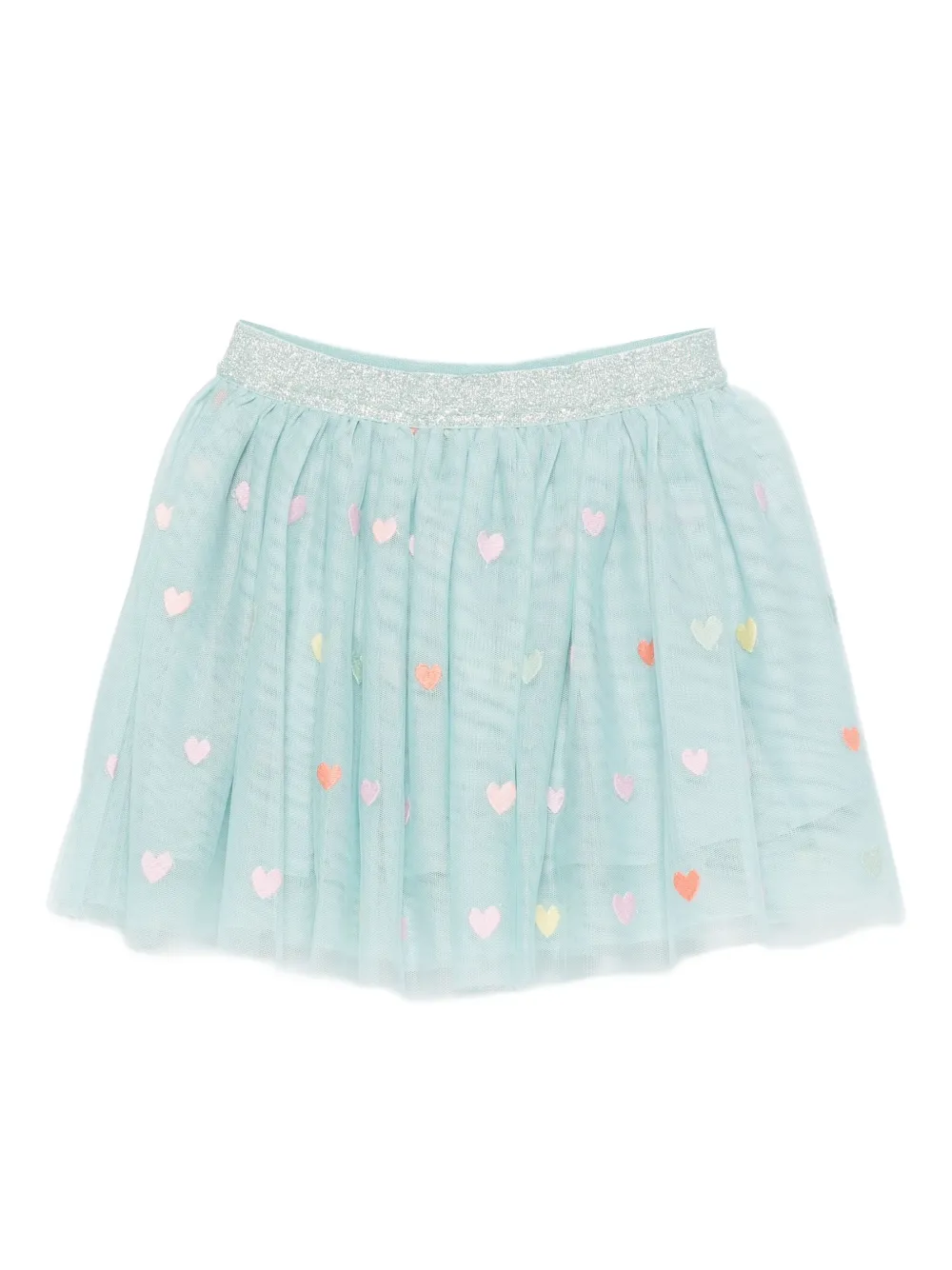 

Юбка из тюля с вышивкой в виде сердечек и блестящим поясом Stella McCartney Kids, синий