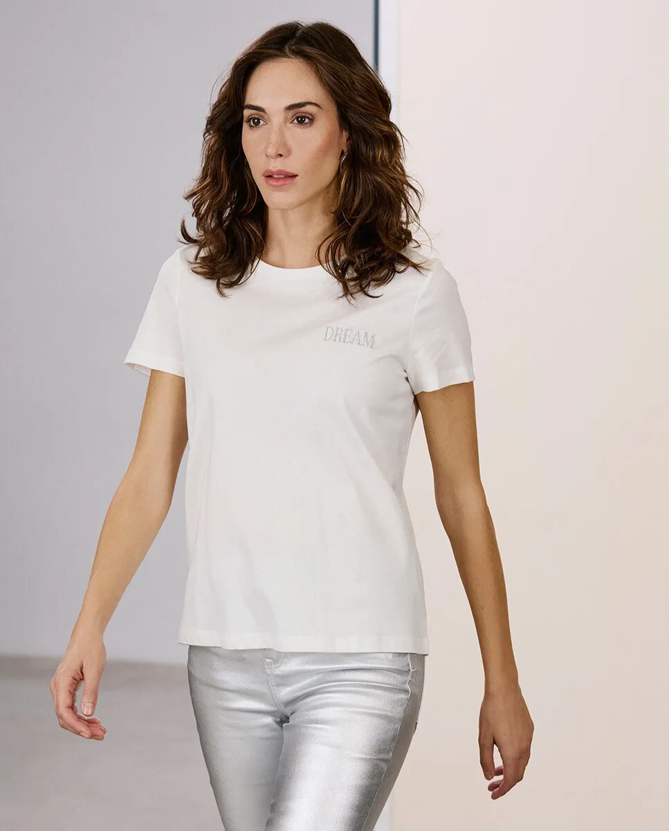 

Женская базовая футболка с мелким текстовым рисунком Vero Moda, белый