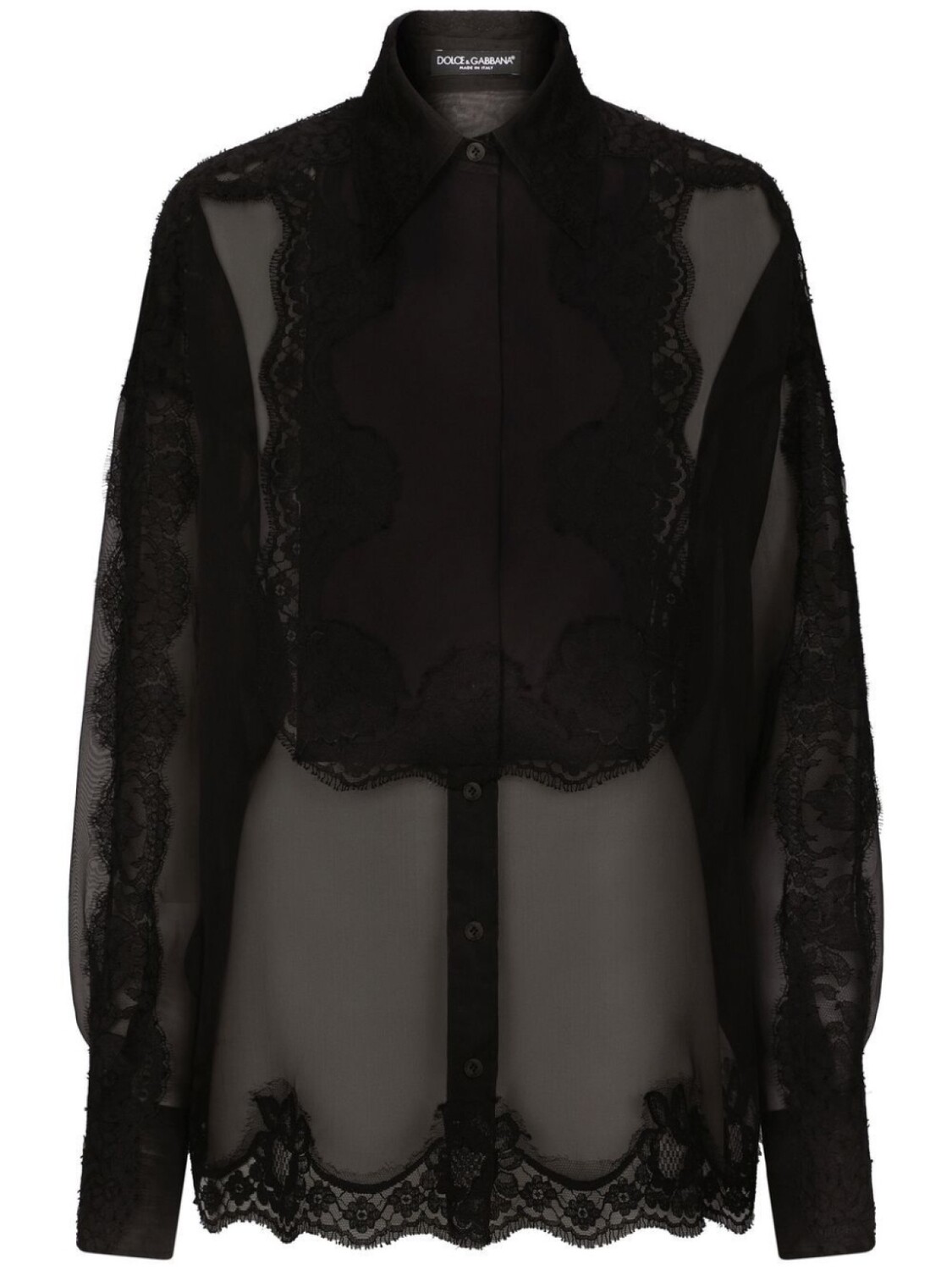 

Dolce & Gabbana рубашка из органзы с кружевом, черный