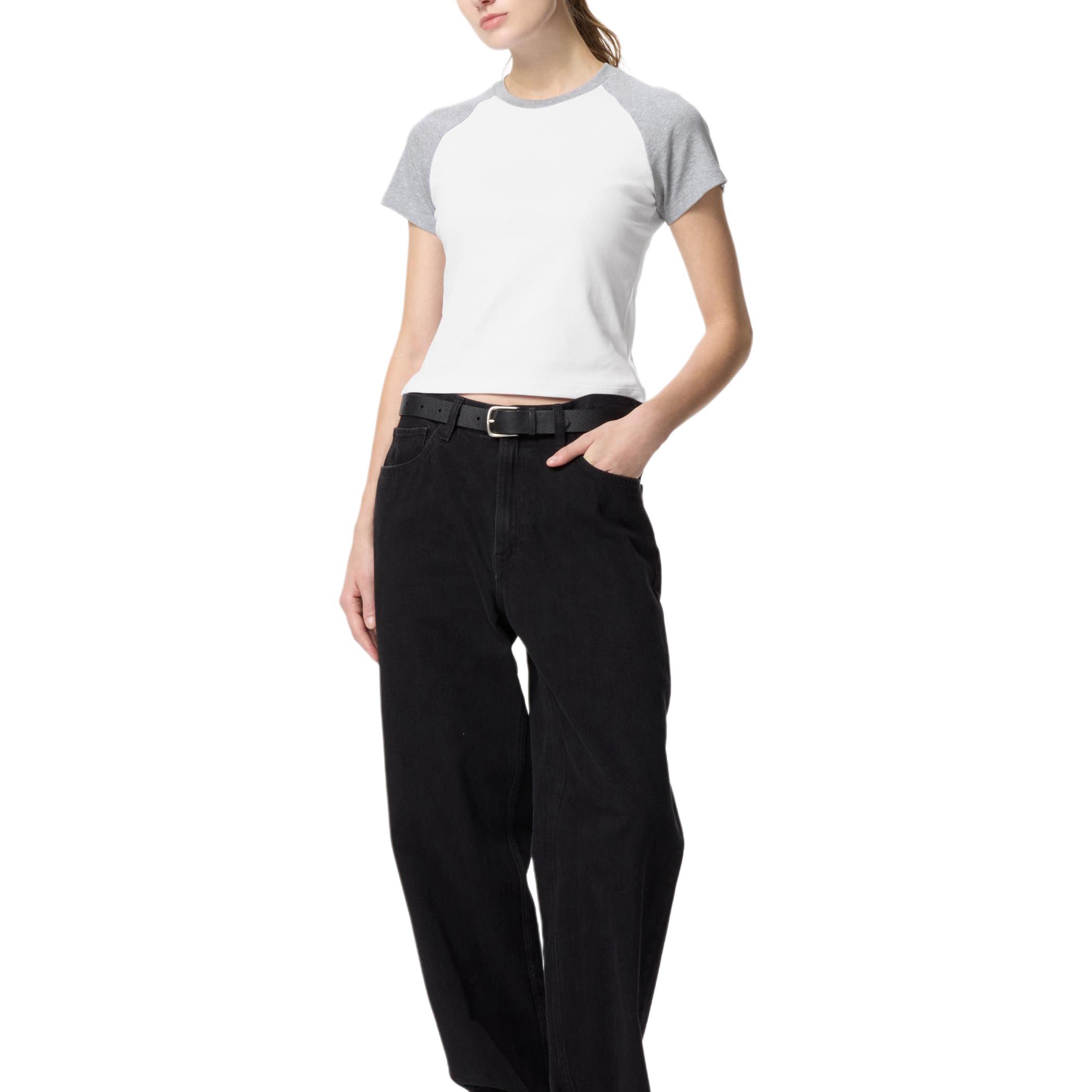 Футболка с рукавом реглан женская серая UNIQLO, серый — фото 4