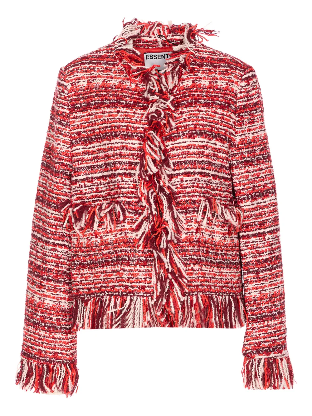 

Твидовый жакет с бахромой Essentiel Antwerp, красный