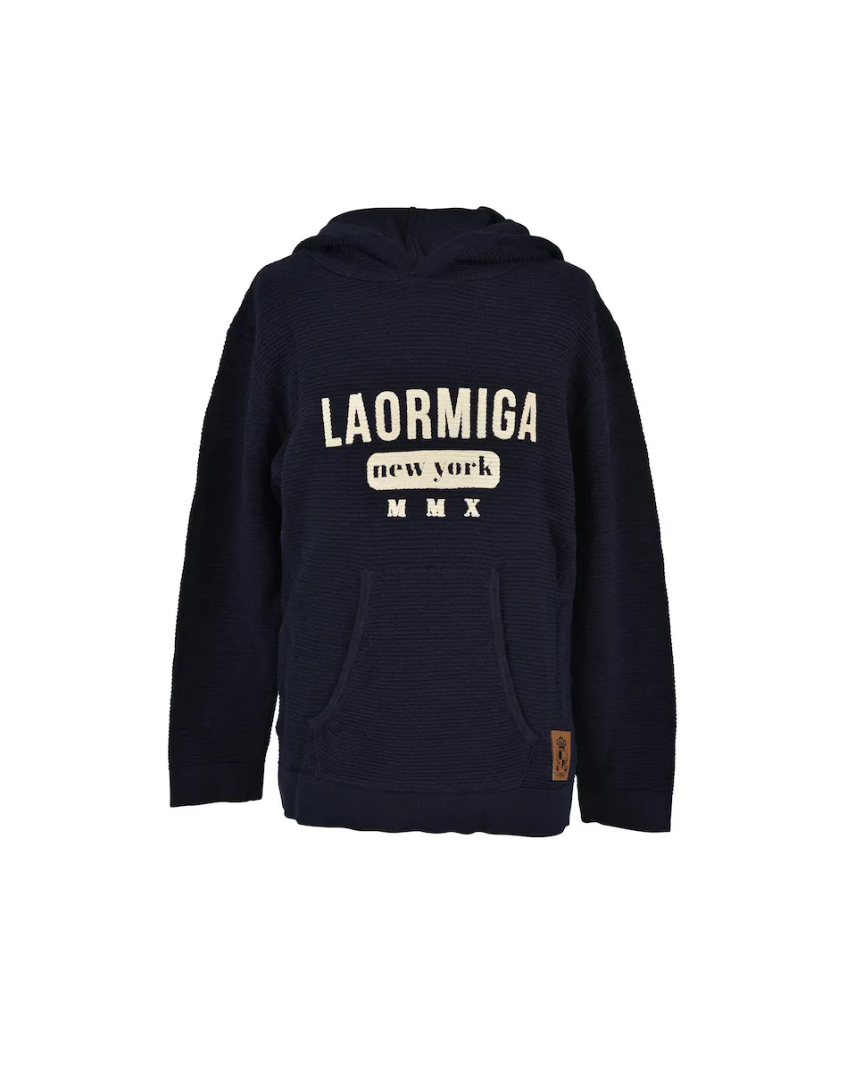 

Толстовка для мальчика с передним карманом и напечатанным рисунком La Ormiga, темно-синий