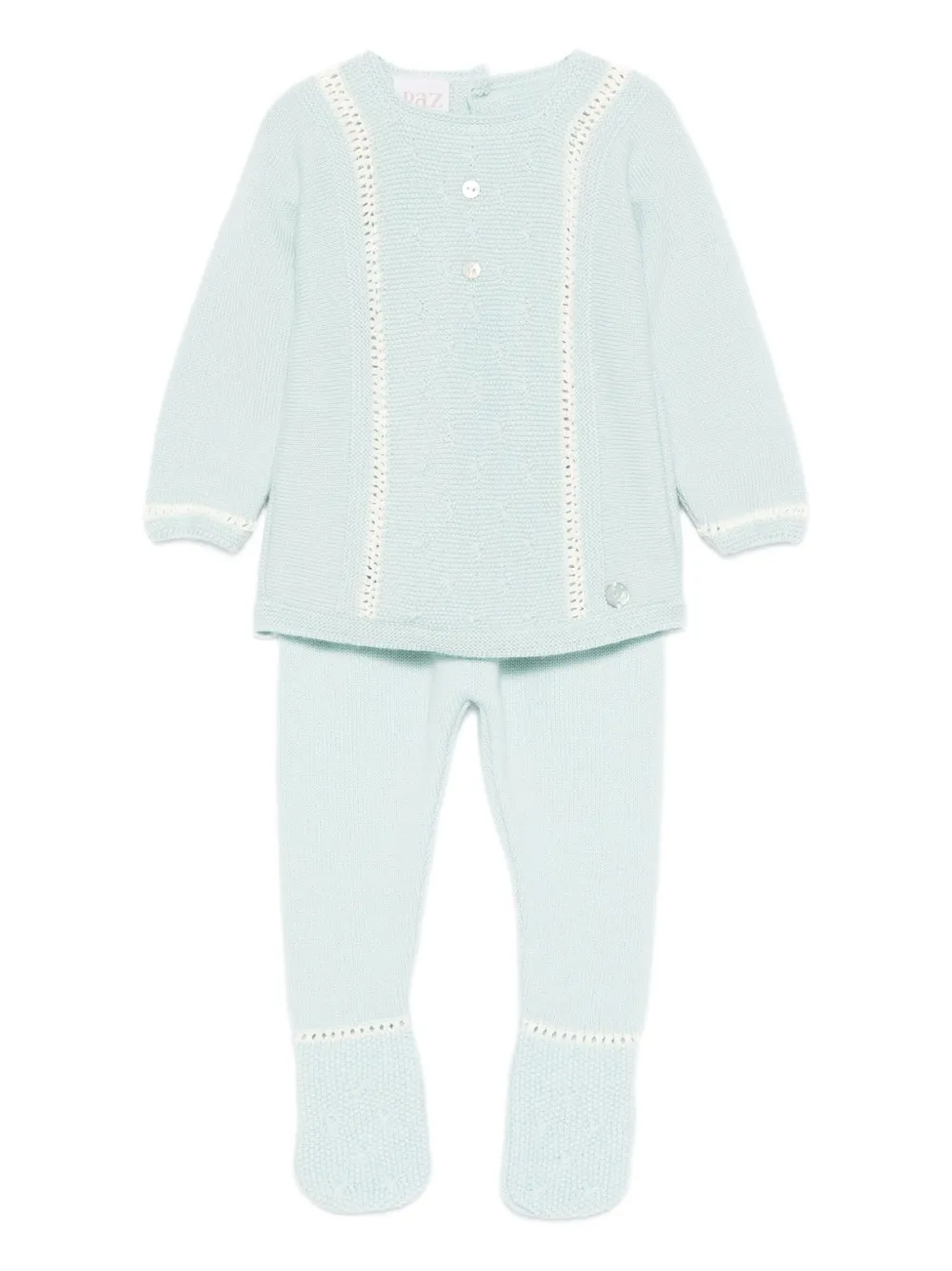 

Комплект для малышей с вязаным узором "косы" и застежкой на пуговицах Paz Rodriguez, синий