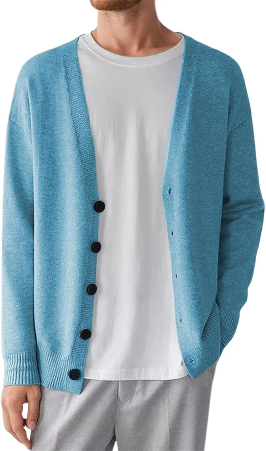 

Мужской кардиган с пуговицами V-образный вырез свободный вязаный WWPPAION