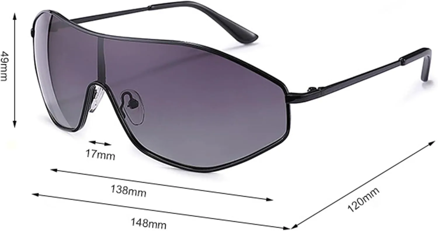 

bullabulling Ретро большие цельные поляризованные солнцезащитные очки для женщин и мужчин, винтажные большие металлические солнцезащитные очки-щитки для женщин, C5