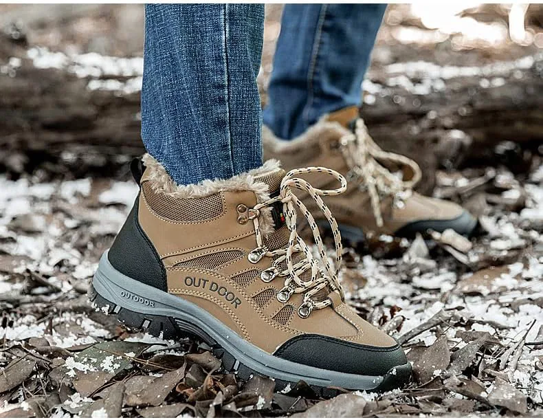 

Мужские походные кроссовки DESESE, дышащие, с нескользящей подошвой, для скалолазания, с поддержкой свода стопы, высокие спортивные хлопковые кроссовки, коричневый