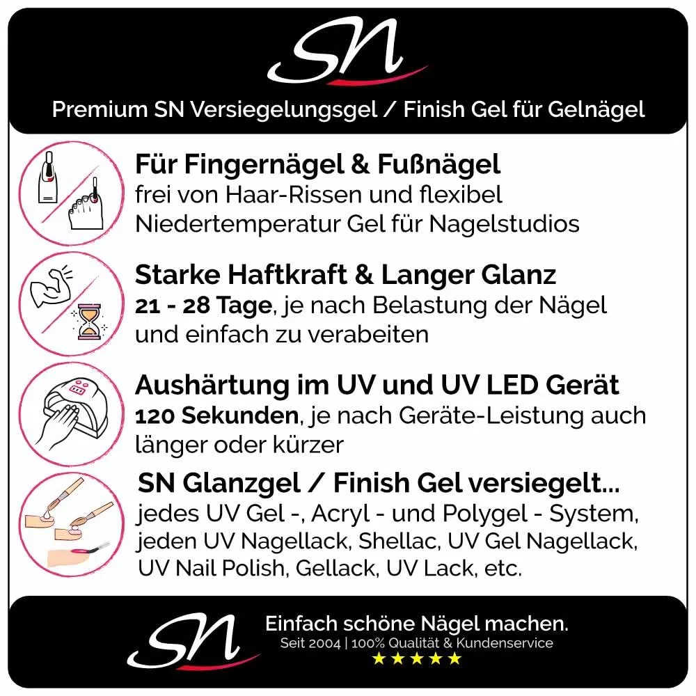 Запечатывающий гель SN Nageldesign для гелевых и акриловых ногтей, 15 мл Sn Nageldesign — фото 3