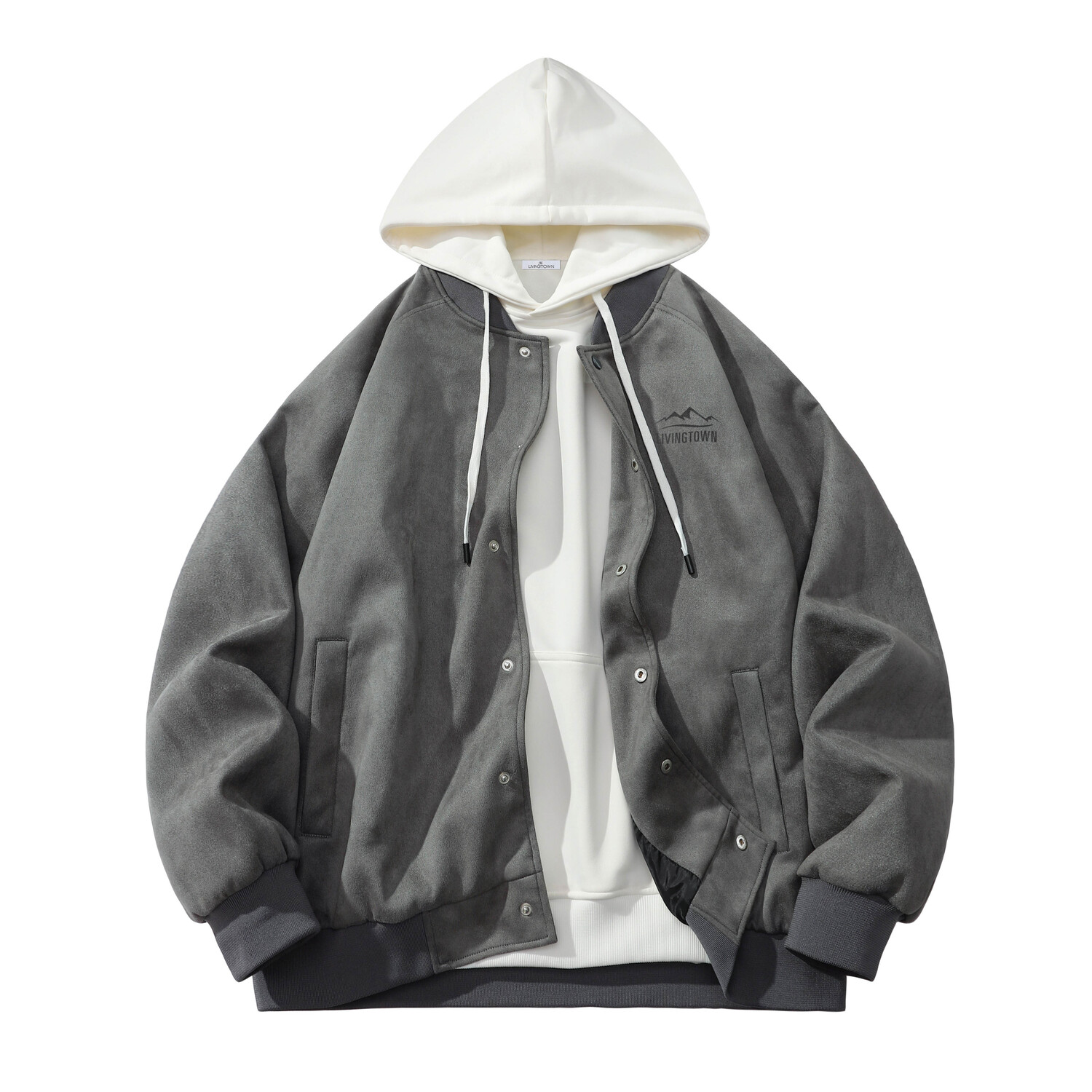 

LIVINGTOWN Куртка Unisex, Dark Gray Coat+White Sweatshirt