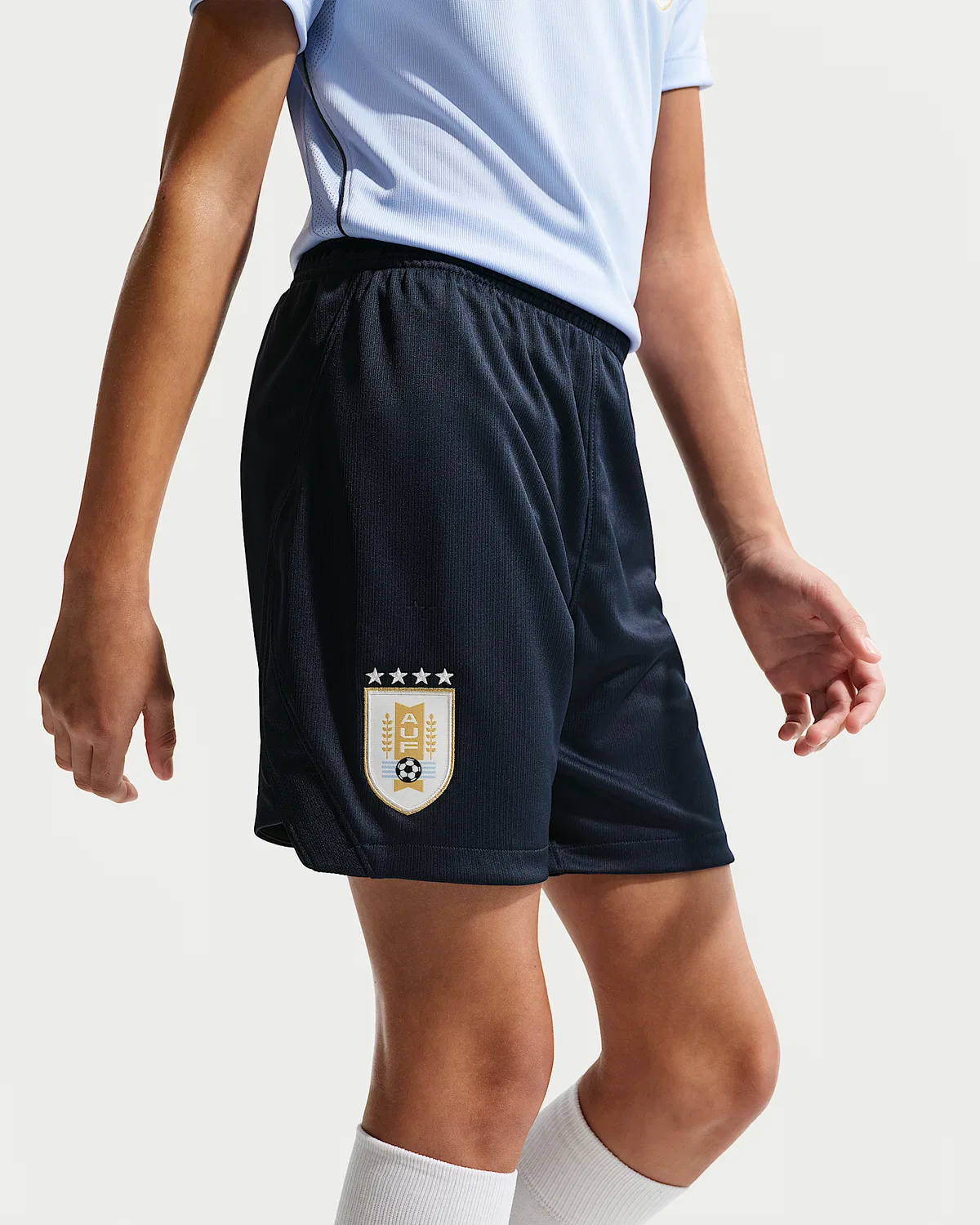 Большие детские шорты Nike Dri-FIT Soccer Replica Uruguay 2026 Stadium Home, Obsidian/Summit White — фото 2