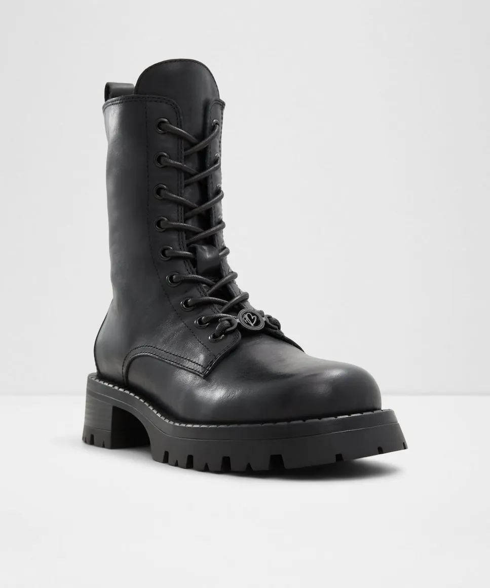 Женские кожаные ботильоны с округлым носком Aldo, черный — фото 4