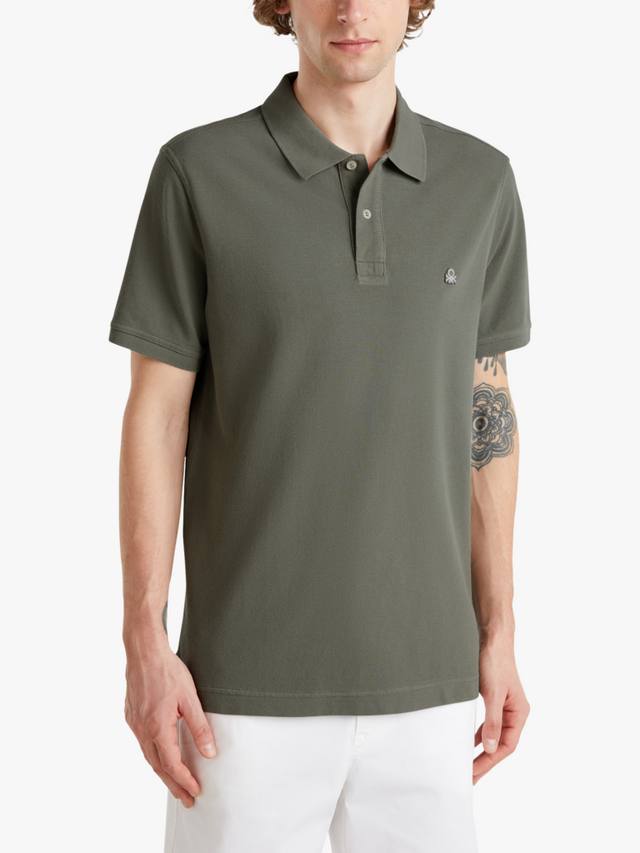 

Хлопковая поло с коротким рукавом Regular Fit Benetton, Sage Green