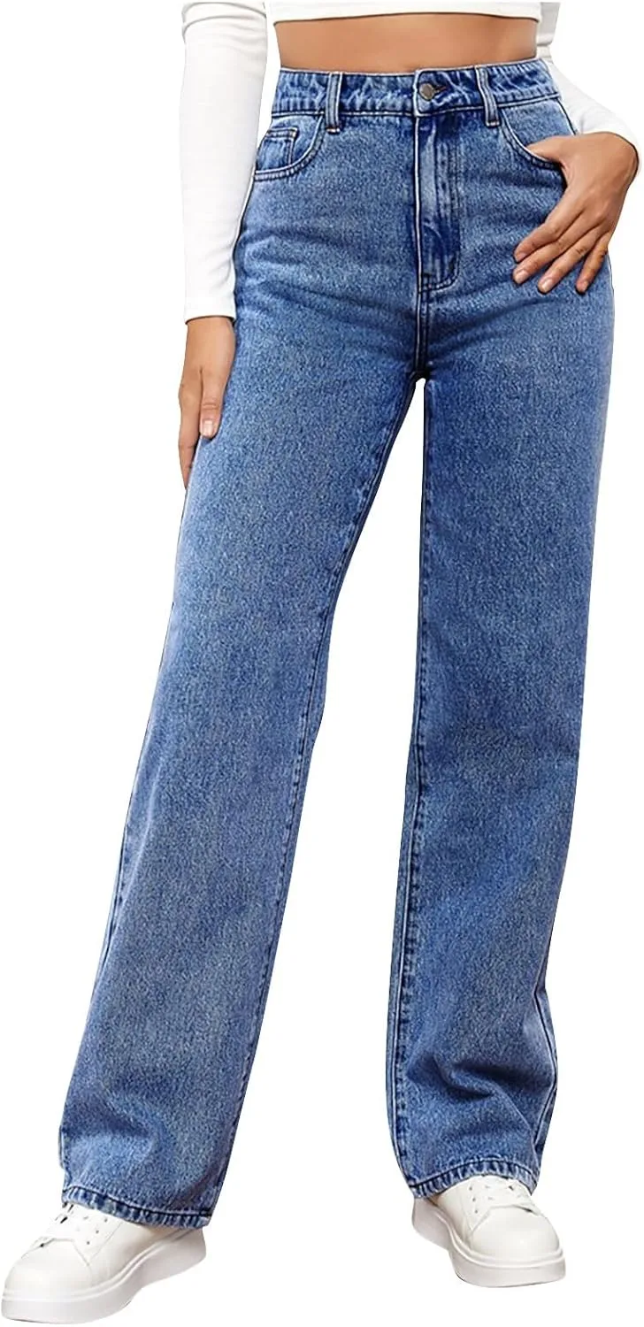 Женские джинсы Wide Leg High Waisted Stretch Straight Leg