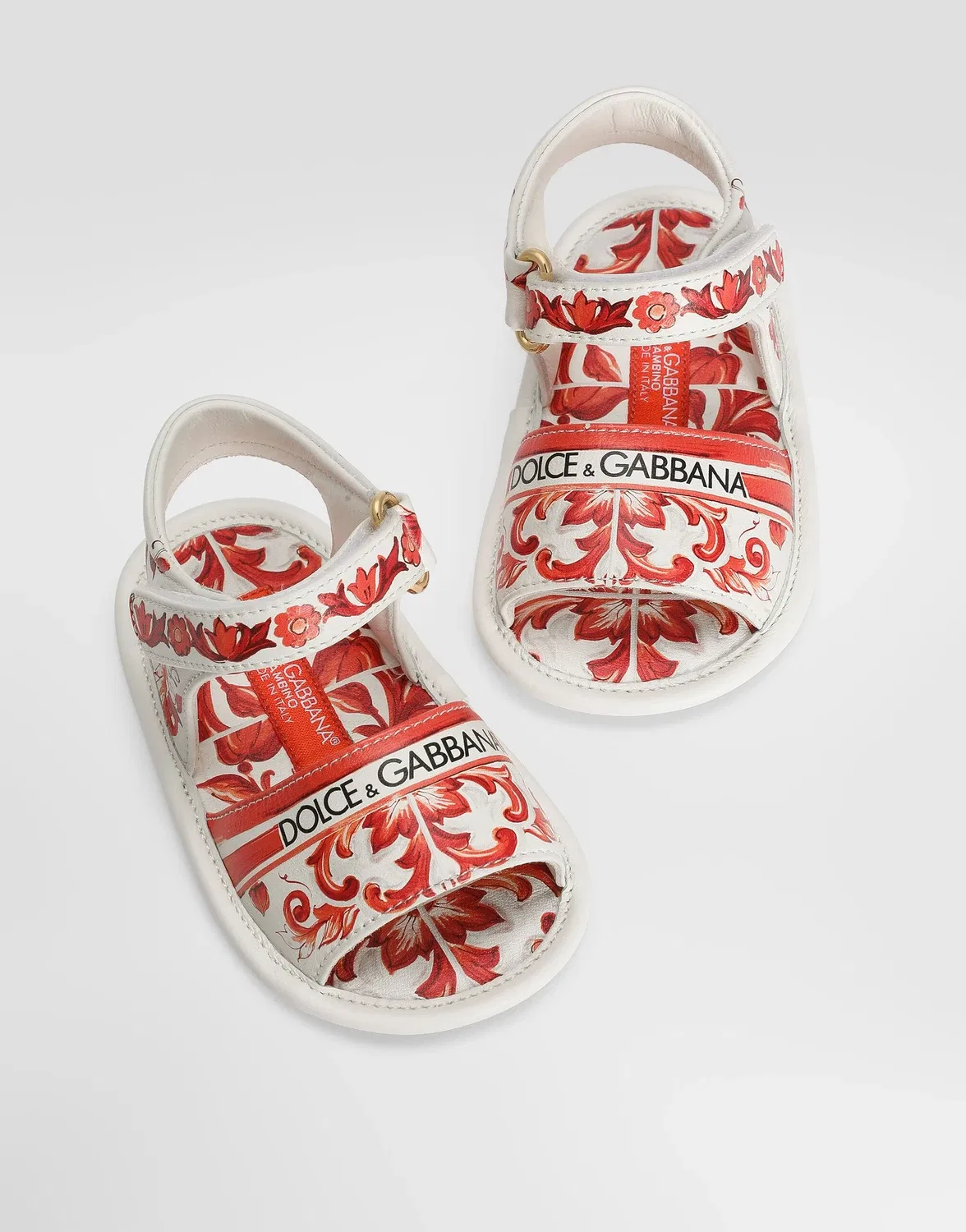 Босоножки из овечьей кожи с принтом «Майолика» Dolce & Gabbana, красный — фото 4