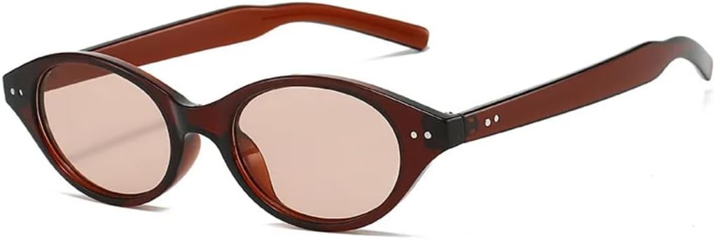 

Солнцезащитные очки с защитой UV400 | Маленькие овальные, однотонные, с заклепками | Для женщин и мужчин, для занятий спортом на открытом воздухе и путешествий DSVIGF, Tea