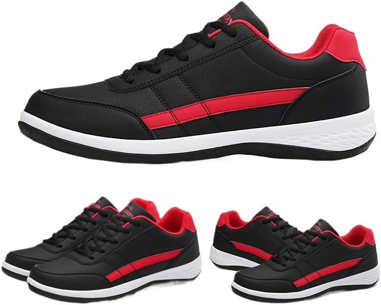 

Мужские ортопедические кроссовки на шнуровке, с расширенной посадкой для стопы и пятки, удобные, дышащие, противоскользящие, низкие кроссовки для ходьбы Hhhchpm, черный/красный