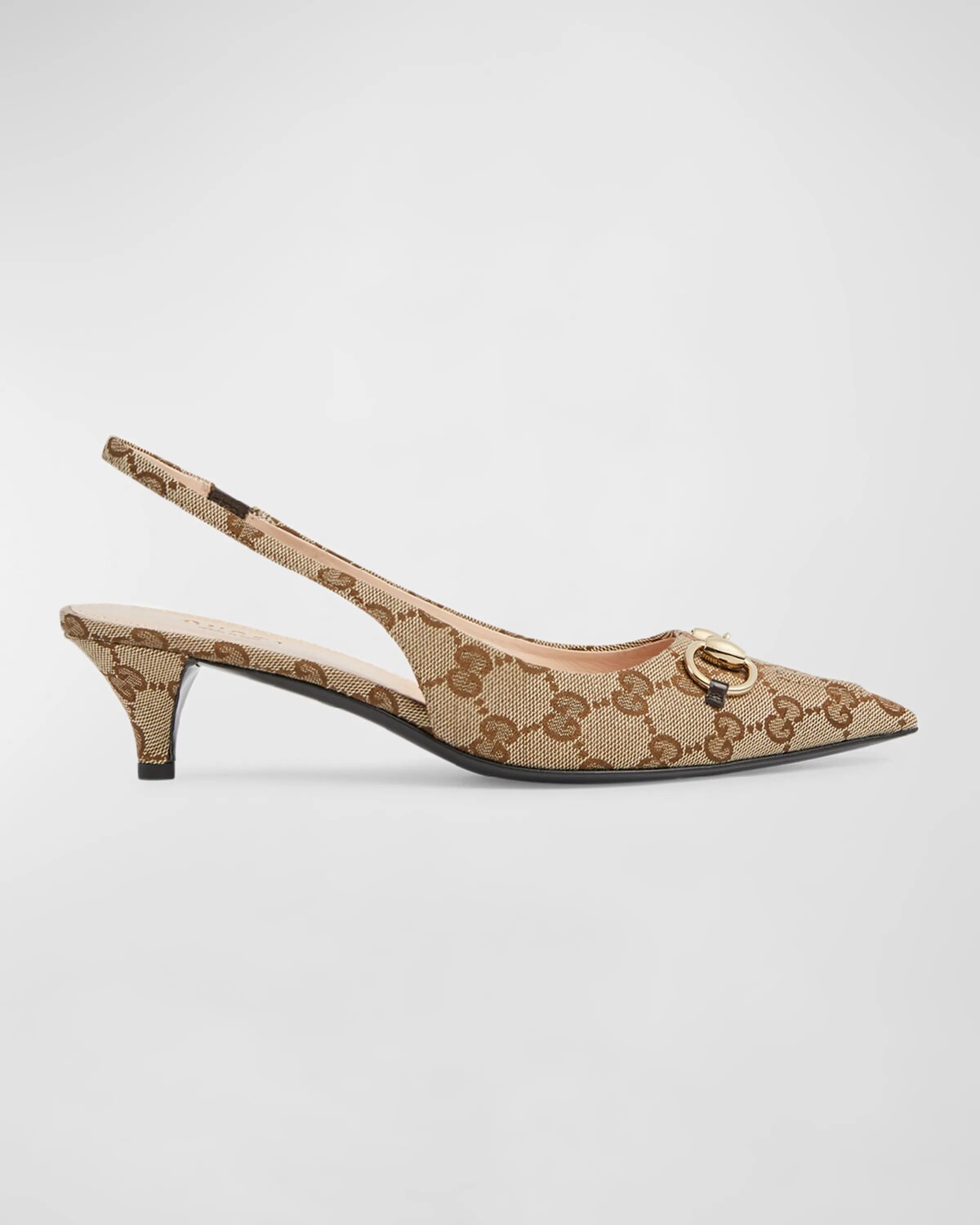 Туфли-лодочки Erin с узором GG и пяткой на пятке Gucci, цвет Beige Ebony