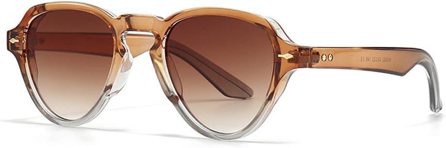 

Винтажные уникальные овальные женские солнцезащитные очки в стиле панк, модные градиентные очки с защитой от УФ-излучения UV400, мужские солнцезащитные очки «кошачий глаз» с заклепками TKKTLLT, Orange Tea Gradient