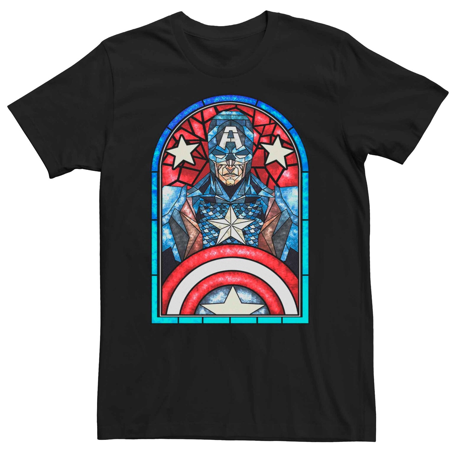 

Мужская футболка из витражного стекла с изображением Капитана Америки Marvel Licensed Character