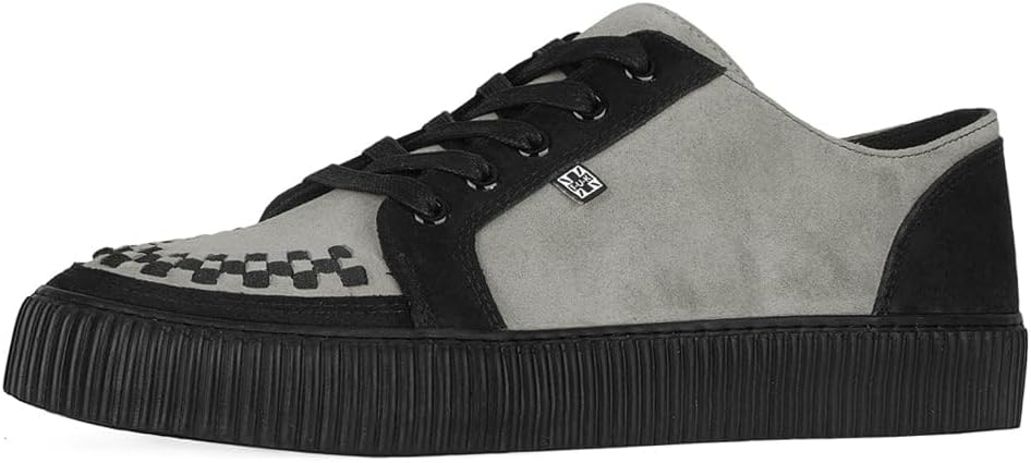 

Кроссовки T.U.K. Suede Creeper для женщин и мужчин, Шнуровка, черная переплетенная текстура и люверсы, Классическая рифленая подошва и сетчатая подкладка, Комфорт с памятью формы для повседневной носки