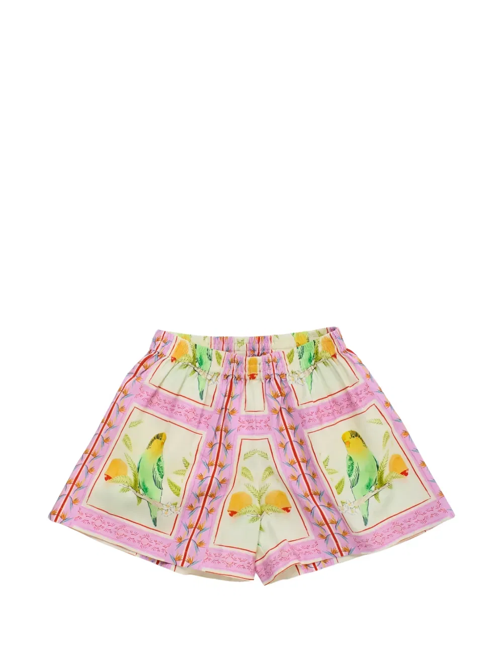 Шорты с птичьим принтом Maison Mangostan Kids, розовый
