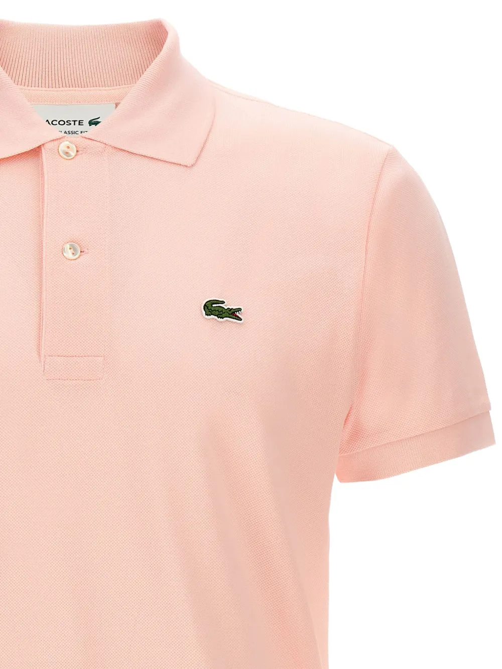 Рубашка-поло с нашивкой-логотипом и разрезами по бокам Lacoste, розовый — фото 3