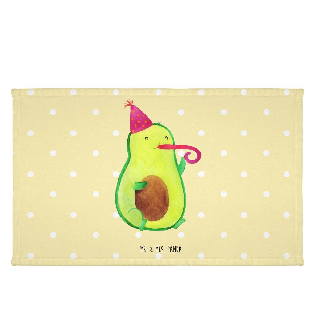 

Полотенце для гостей Mr. & Mrs. Panda Avocado Celebration — желтая пастель — подарок, день рождения, хорошее настроение, веганское, вегетарианское, праздник, детское полотенце, махровая ткань, спортивное полотенце, белый